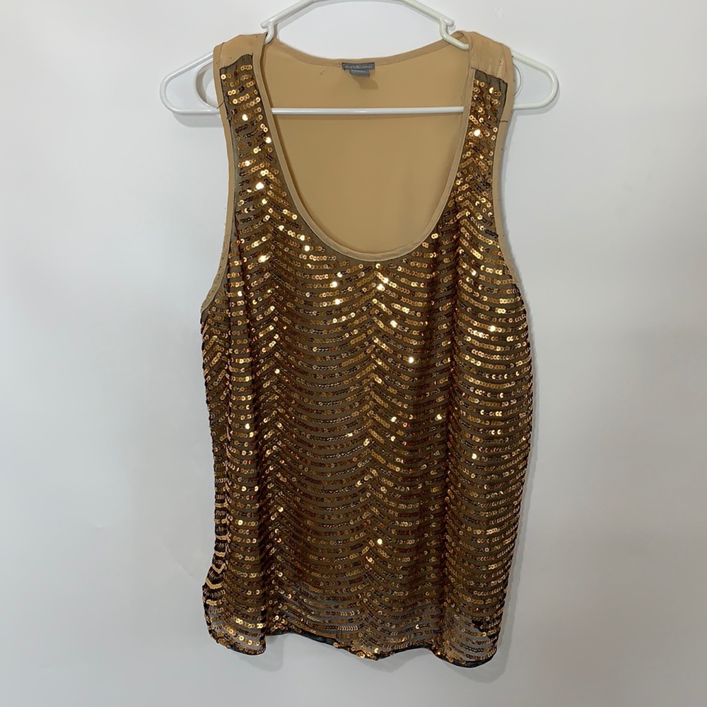 Charolette Ruse Size XL sequin tank top Copper